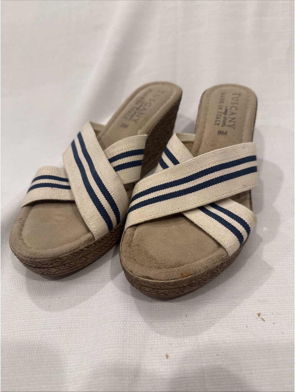 Tuscany Easy Street Heels Women's 8 Wedge Sandals Coastal Nautical Made in Italy